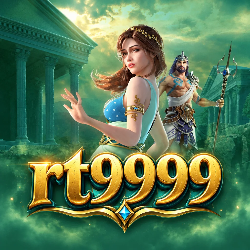 Karakter Medusa dan Poseidon berlatar kuil Yunani kuno pada rt9999